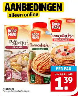 Hoogvliet Koopmans Pannenkoekenmix of poffertjesmix aanbieding