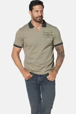 Wehkamp Jan Vanderstorm regular polo VOLKUR Plus Size kaki aanbieding