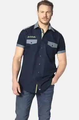 Wehkamp Jan Vanderstorm casual overhemd HERKKO Plus Size donkerblauw aanbieding