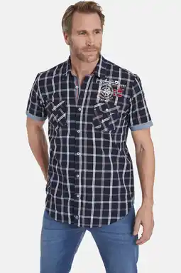 Wehkamp Jan Vanderstorm +FIT Collectie geruit regular fit overhemd BERTY Plus Size donkerblauw aanbieding