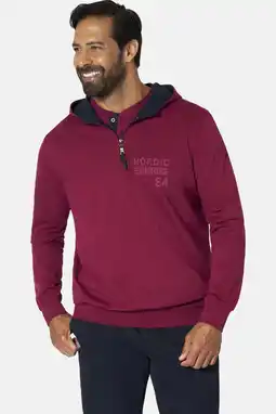 Wehkamp Jan Vanderstorm hoodie Plus Size KORBENKT donkerrood aanbieding