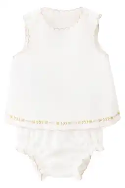 Wehkamp Mango Kids korte jurk met borduursels - wit aanbieding