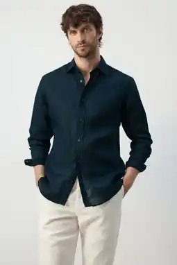 Wehkamp Mango Man regular casual overhemd met linnen aanbieding