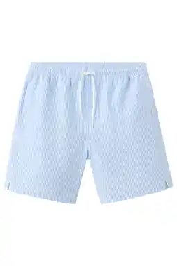 Wehkamp Mango Man gestreepte zwemshort - lichtblauw/wit aanbieding