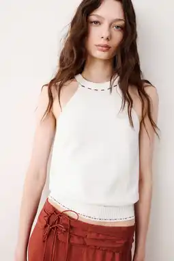 Wehkamp MANGO TEEN gebreide haltertop - ecru aanbieding