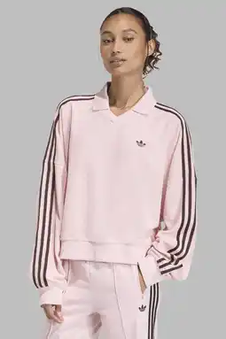 Wehkamp adidas Originals Terry Towel polo met lange mouwen roze/bruin aanbieding