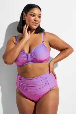 Wehkamp Zizzi high waist bikinibroekje SVARY met ribstructuur roze aanbieding
