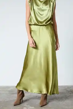 Wehkamp SisterS Point satijnen maxi rok groen aanbieding