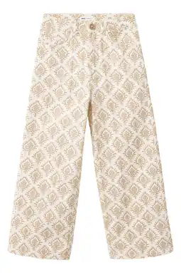 Wehkamp Mango Kids wide leg jeans met print - oker aanbieding