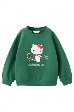 Wehkamp Mango Kids Hello Kitty sweater met print - donkergroen aanbieding