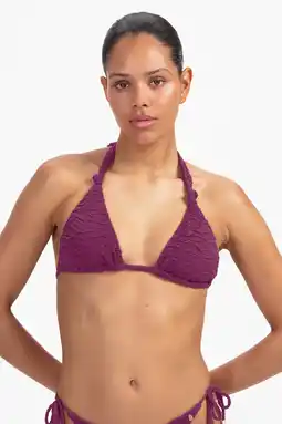 Wehkamp Beachlife voorgevormde triangel bikinitop met textuur donkerpaars aanbieding