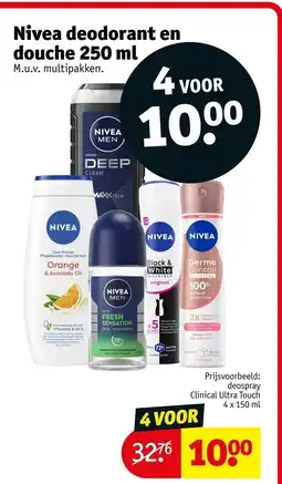 Kruidvat Nivea deodorant en douche aanbieding