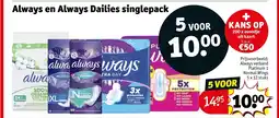 Kruidvat Always en Always Dailies singlepack aanbieding