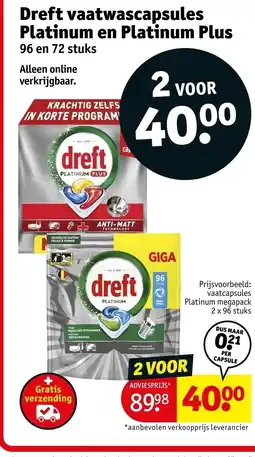 Kruidvat Dreft vaatwascapsules Platinum en Platinum Plus aanbieding