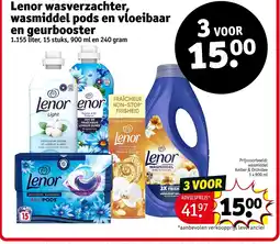 Kruidvat Lenor wasverzachter, wasmiddel pods en vloeibaar en geurbooster aanbieding