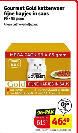 Kruidvat Gourmet Gold kattenvoer fijne hapjes in saus aanbieding