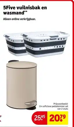 Kruidvat 5Five vuilnisbak en wasmand** aanbieding