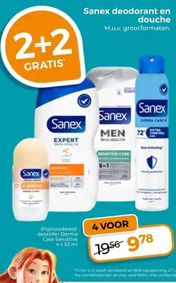 Trekpleister Sanex deodorant en douche aanbieding