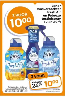 Trekpleister Lenor wasverzachter fresh air en febreze textielspray aanbieding
