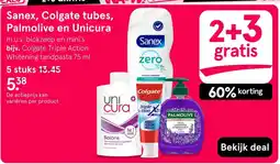 Etos Sanex, Colgate tubes, Palmolive en Unicura aanbieding