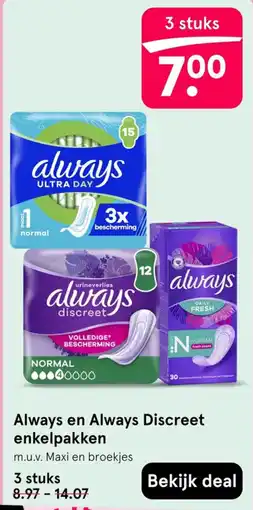 Etos Always en Always Discreet enkelpakken aanbieding