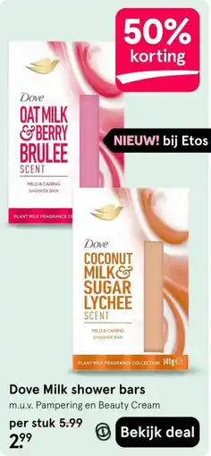 Etos Dove Milk shower bars aanbieding