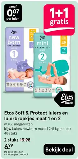 Etos Etos Soft & Protect luiers en luierbroekjes maat 1 en 2 aanbieding