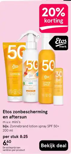 Etos Etos zonbescherming en aftersun aanbieding