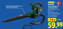 Lidl Parkside Accu-bladblazer en -bladzuiger 40 V aanbieding