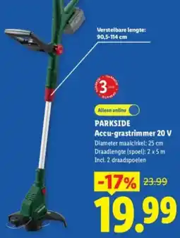 Lidl Parkside Accu-grastrimmer 20 V aanbieding