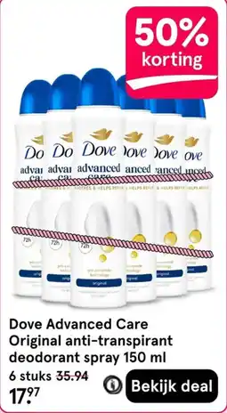Etos Dove Advanced Care Original anti-transpirant deodorant spray aanbieding