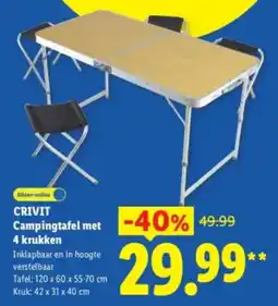 Lidl Crivit Campingtafel met 4 krukken aanbieding