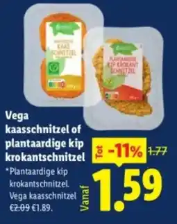 Lidl Vega kaasschnitzel of plantaardige kip krokantschnitzel aanbieding