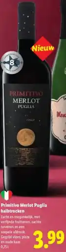Lidl Primitivo Merlot Puglia halbtrocken aanbieding
