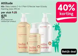 Etos Attitude baby leaves 2-in-1 Peer & Nectar haar & body foaming zeep aanbieding