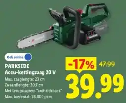 Lidl Parkside Accu-kettingzaag 20 V aanbieding