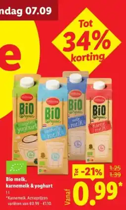 Lidl Bio melk, karnemelk & yoghurt aanbieding