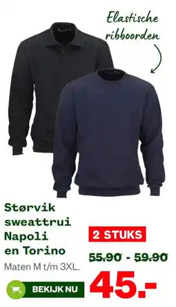 Welkoop Størvik sweattrui Napoli en Torino aanbieding