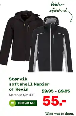 Welkoop Størvik softshell Napier of Kevin aanbieding