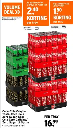 GAMMA Coca-Cola Original Taste, Coca-Cola Zero Sugar, Coca Cola Zero Caffeine/ Zero Sugar of Sprite aanbieding