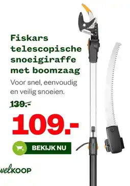 Welkoop Fiskars telescopische snoeigiraffe met boomzaag aanbieding