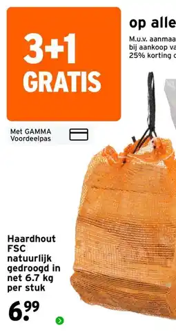 GAMMA Haardhout FSC natuurlijk gedroogd in net aanbieding