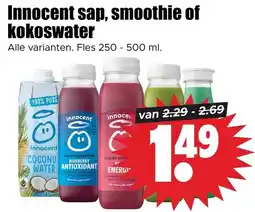 Dirk Innocent sap, smoothie of kokoswater aanbieding