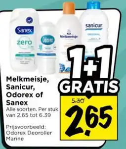 Vomar Voordeelmarkt Alle Melkmeisje, Sanicur, Odorex of Sanex aanbieding