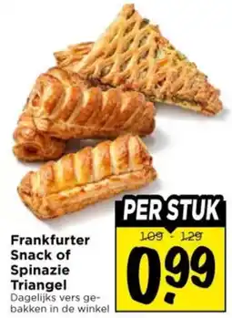Vomar Voordeelmarkt Frankfurter Snack of Spinazie Triangel aanbieding