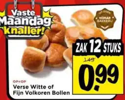Vomar Voordeelmarkt Verse Witte of Fijn Volkoren Bollen aanbieding