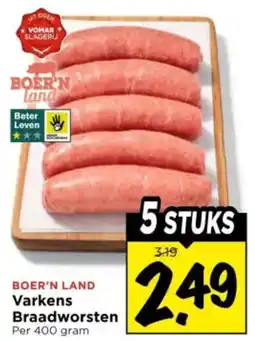 Vomar Voordeelmarkt Boer'n Land Varkens Braadworsten aanbieding