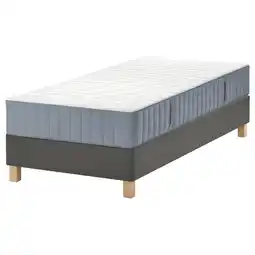IKEA LyngÖr Boxspring, Valevåg stevig/lichtblauw donkergrijs, 90x200 cm aanbieding