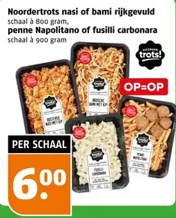 Poiesz Noordertrots nasi of bami rijkgevuld of penne Napolitano of fusilli carbonara aanbieding