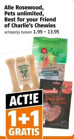 Poiesz Alle Rosewood, Pets unlimited, Best for your Friend of Charlie's Chewies aanbieding
